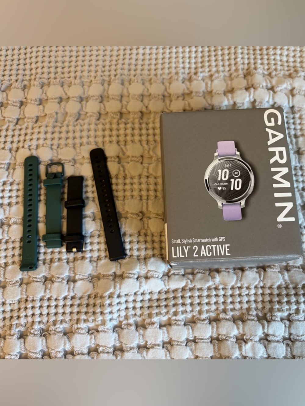 EUC Lily 2 Active silver with lavender band + 2 extra bands